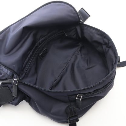 Re-Nylon ショルダーバッグ ナイロン サフィアーノレザー ネイビー プラダ
