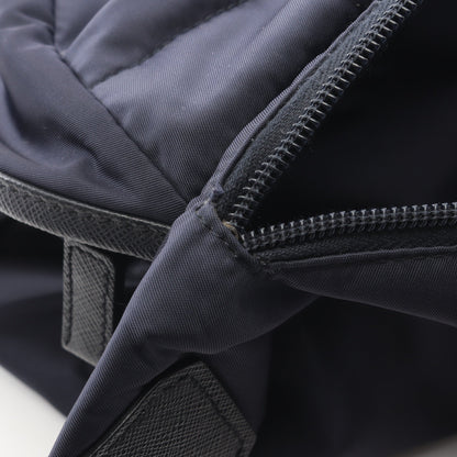 Re-Nylon ショルダーバッグ ナイロン サフィアーノレザー ネイビー プラダ