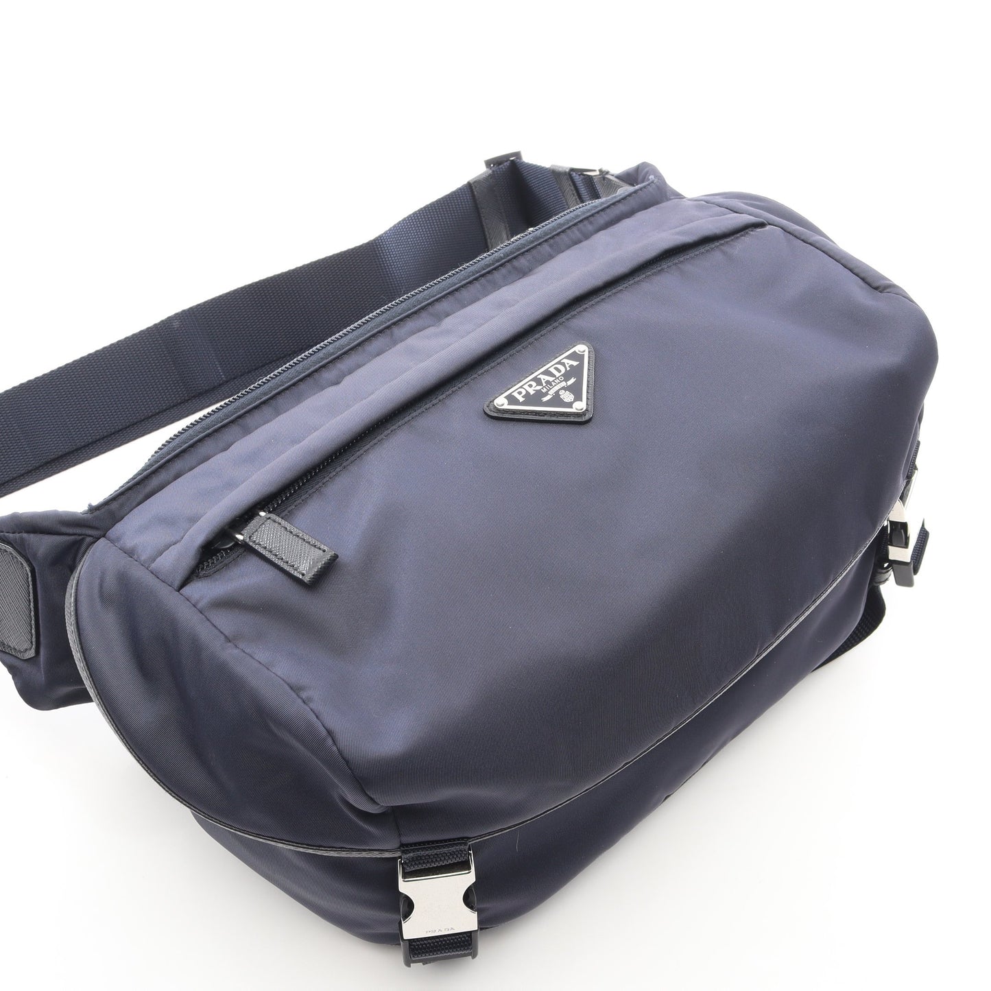 Re-Nylon ショルダーバッグ ナイロン サフィアーノレザー ネイビー プラダ