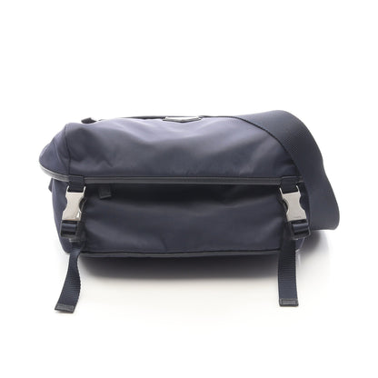 Re-Nylon ショルダーバッグ ナイロン サフィアーノレザー ネイビー プラダ