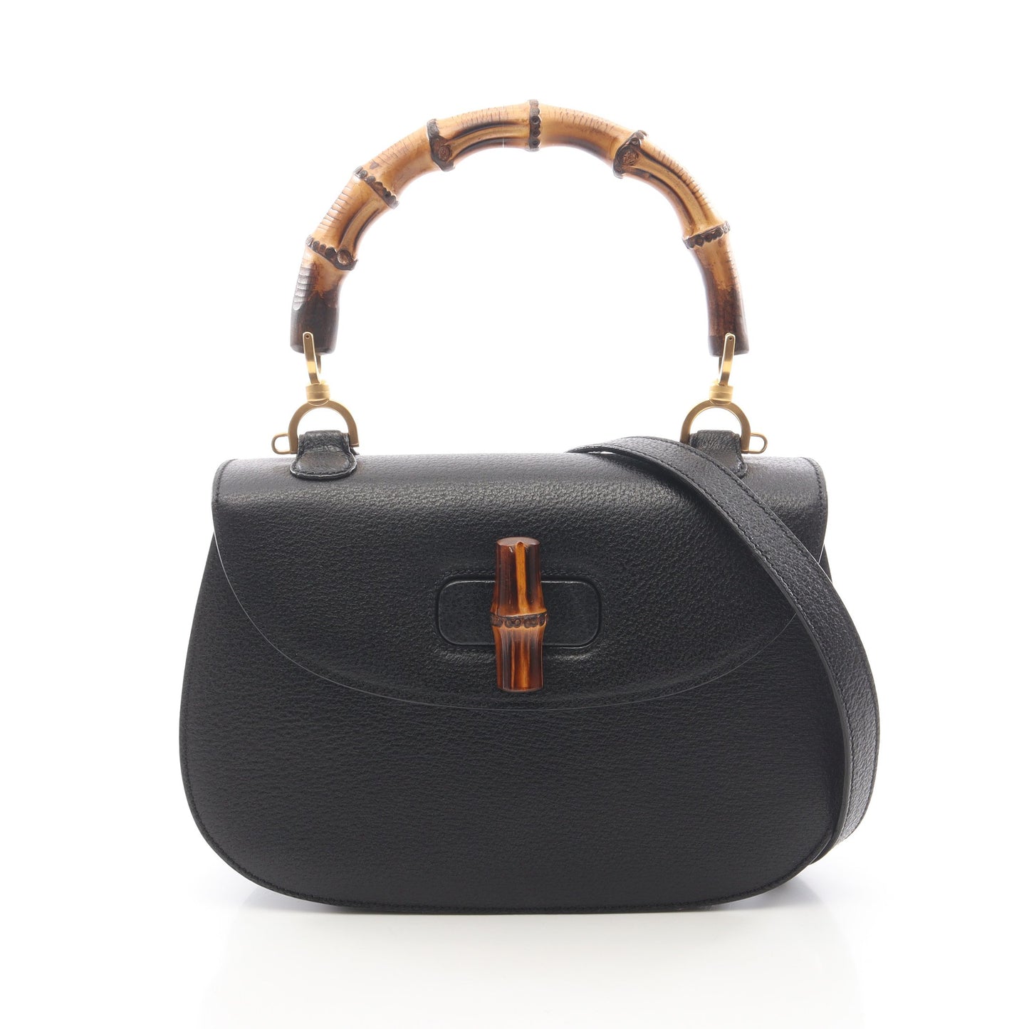 バンブー 2WAY ハンドバッグ レザー ブラック グッチ バッグ GUCCI