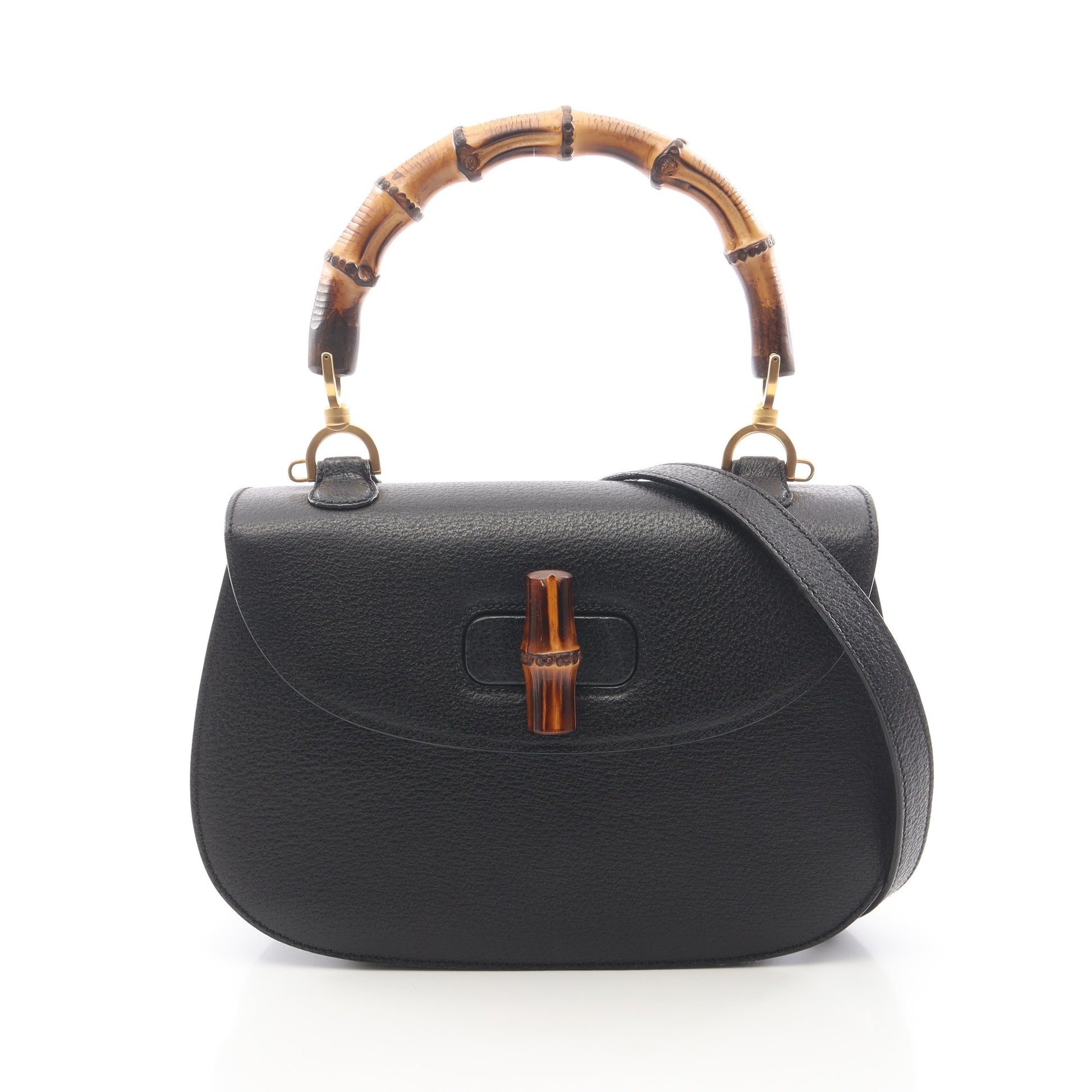 バンブー 2WAY ハンドバッグ レザー ブラック グッチ バッグ GUCCI