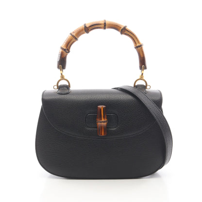 バンブー 2WAY ハンドバッグ レザー ブラック グッチ バッグ GUCCI