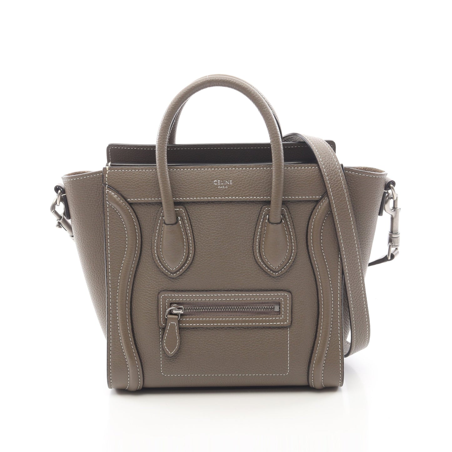 ラゲージ ナノショッパー 2WAY ハンドバッグ レザー グレーブラウン セリーヌ バッグ CELINE