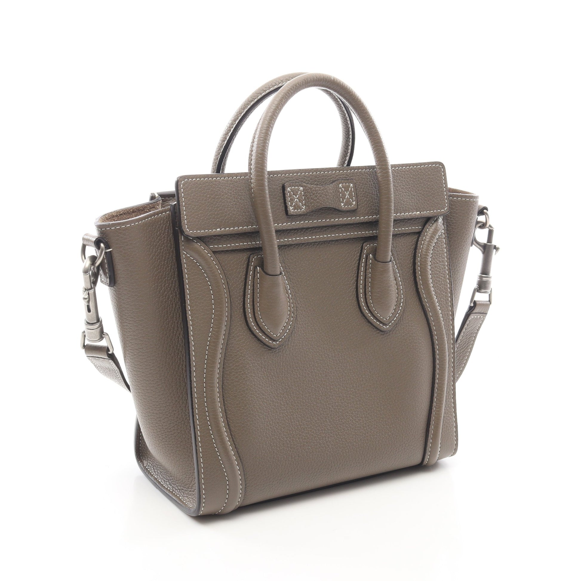 ラゲージ ナノショッパー 2WAY ハンドバッグ レザー グレーブラウン セリーヌ バッグ CELINE