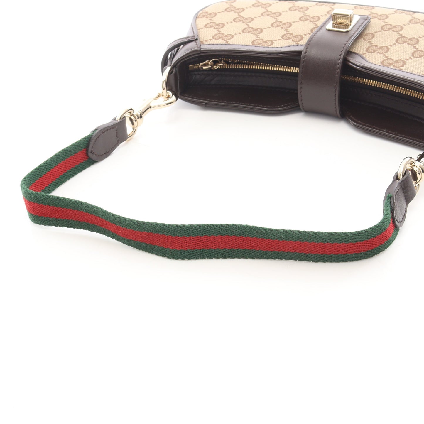 ムーンサイド GGキャンバス ハンドバッグ キャンバス レザー ベージュ ダークブラウン マルチカラー グッチ バッグ GUCCI