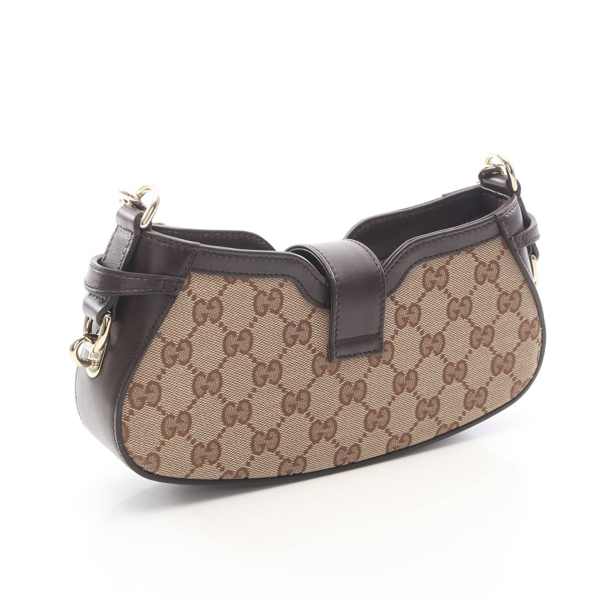 ムーンサイド GGキャンバス ハンドバッグ キャンバス レザー ベージュ ダークブラウン マルチカラー グッチ バッグ GUCCI