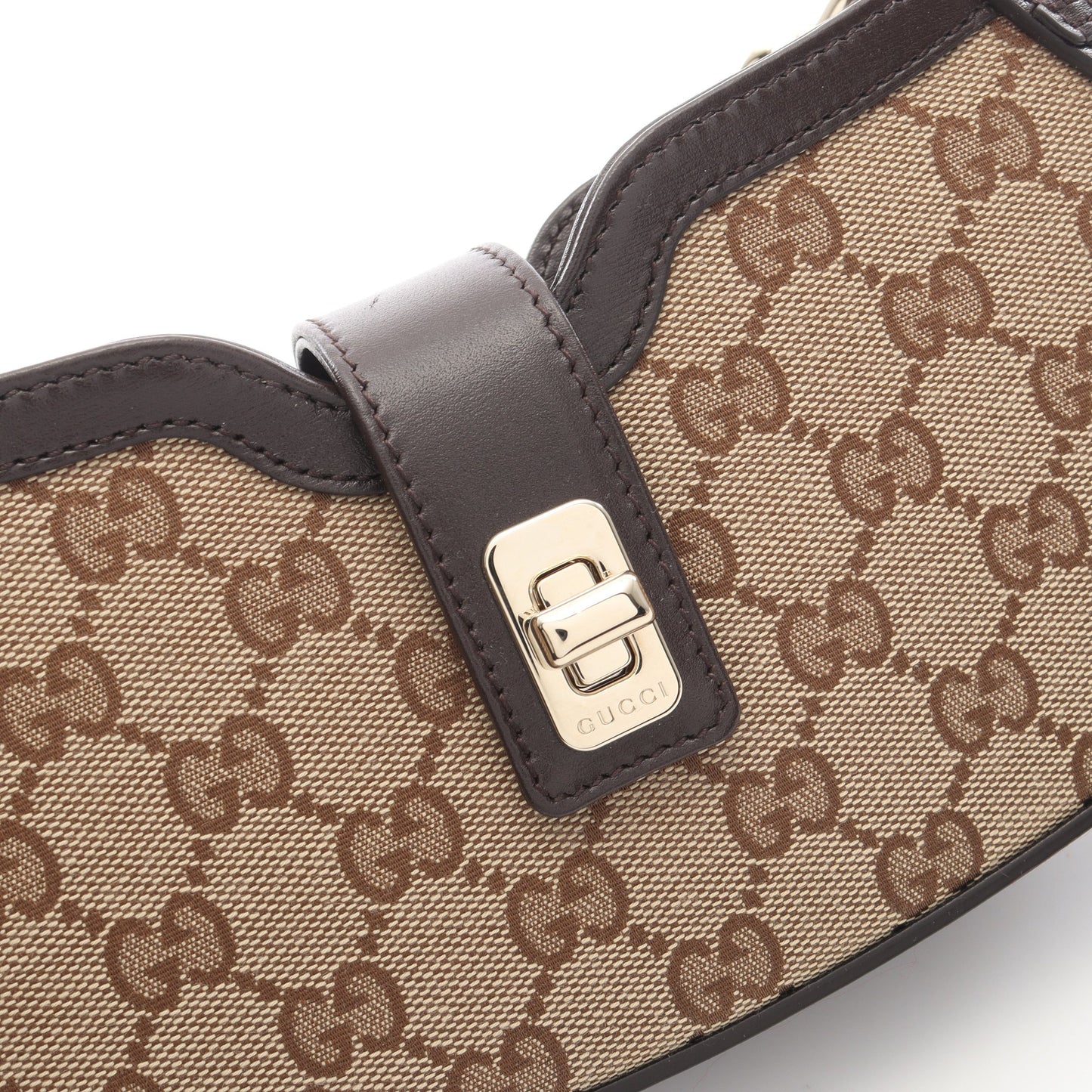 ムーンサイド GGキャンバス ハンドバッグ キャンバス レザー ベージュ ダークブラウン マルチカラー グッチ バッグ GUCCI