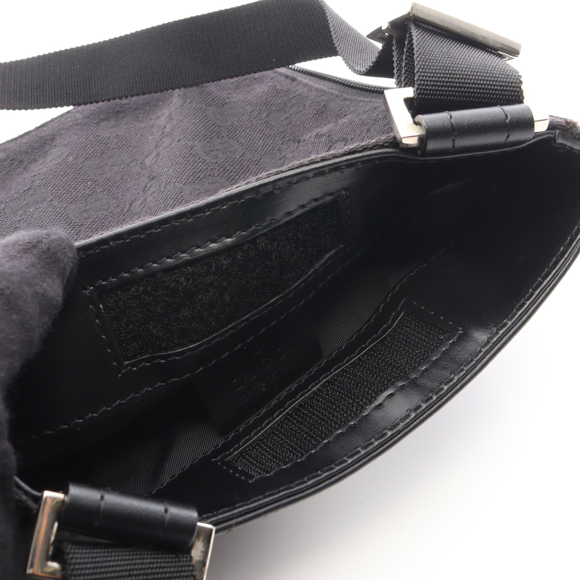 GGキャンバス ショルダーバッグ キャンバス レザー ブラック グッチ バッグ GUCCI