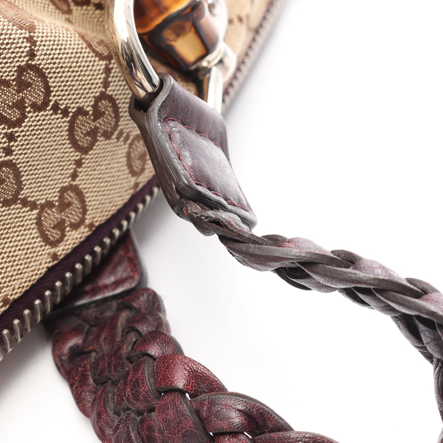 バンブー GGキャンバス ハンドバッグ トートバッグ キャンバス レザー ベージュ パープル グッチ バッグ GUCCI