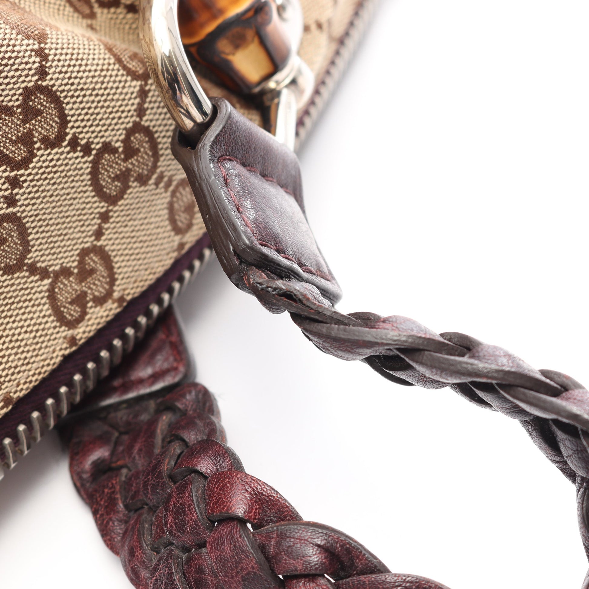 バンブー GGキャンバス ハンドバッグ トートバッグ キャンバス レザー ベージュ パープル グッチ バッグ GUCCI