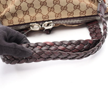 バンブー GGキャンバス ハンドバッグ トートバッグ キャンバス レザー ベージュ パープル グッチ バッグ GUCCI