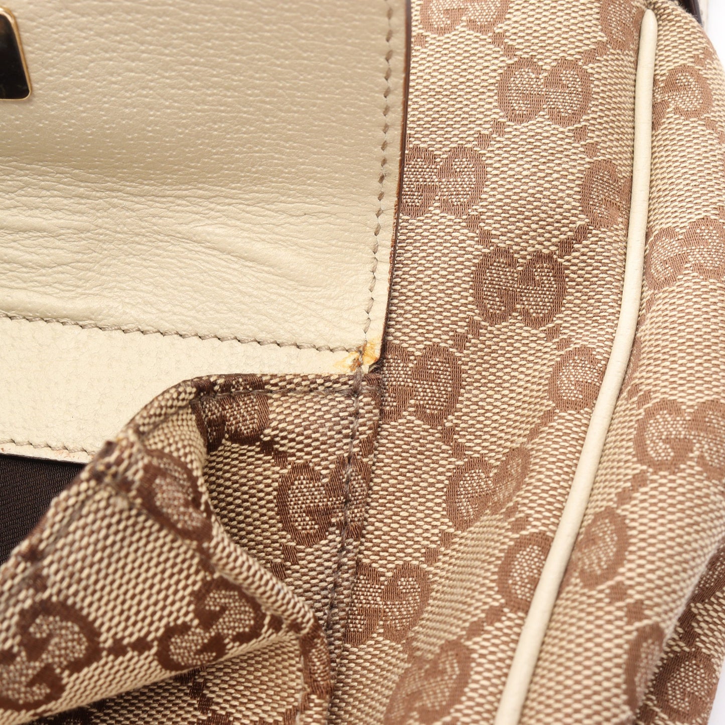 アビー GGキャンバス ワンショルダーバッグ キャンバス レザー ベージュ アイボリー グッチ バッグ GUCCI