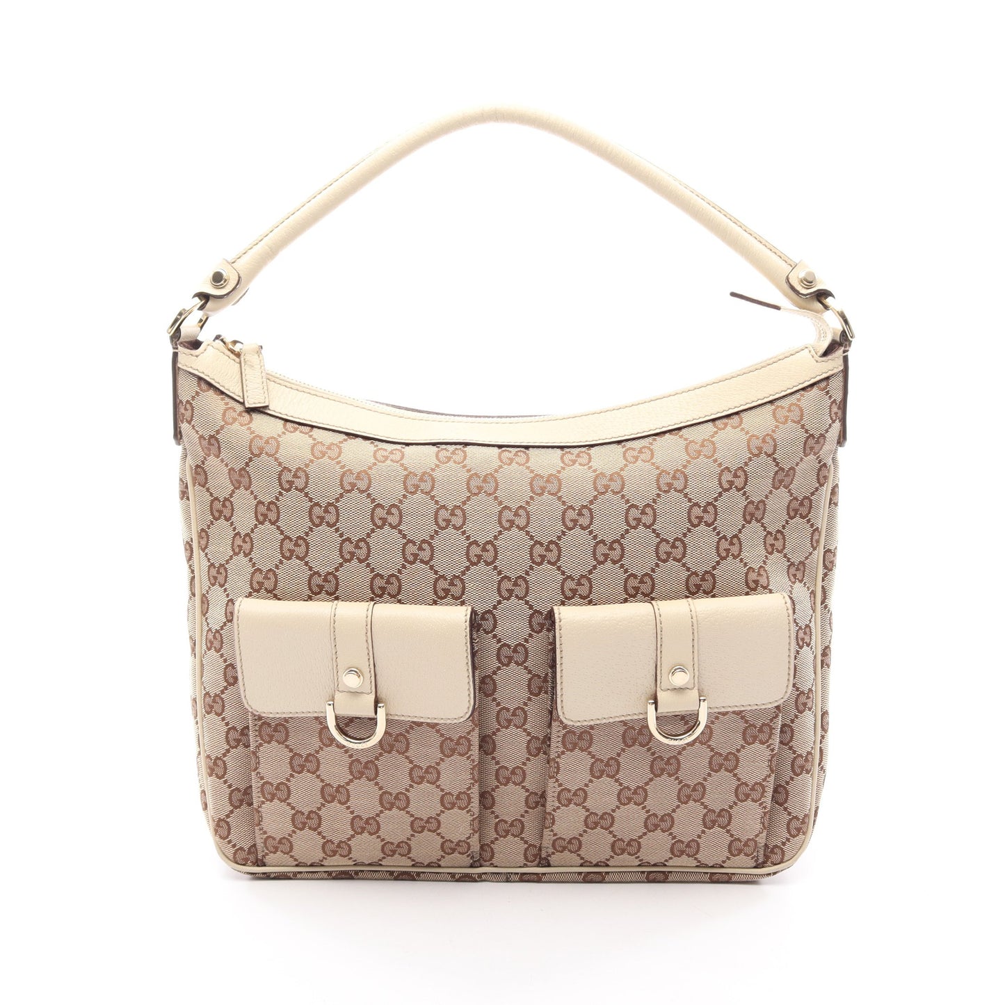アビー GGキャンバス ワンショルダーバッグ キャンバス レザー ベージュ アイボリー グッチ バッグ GUCCI