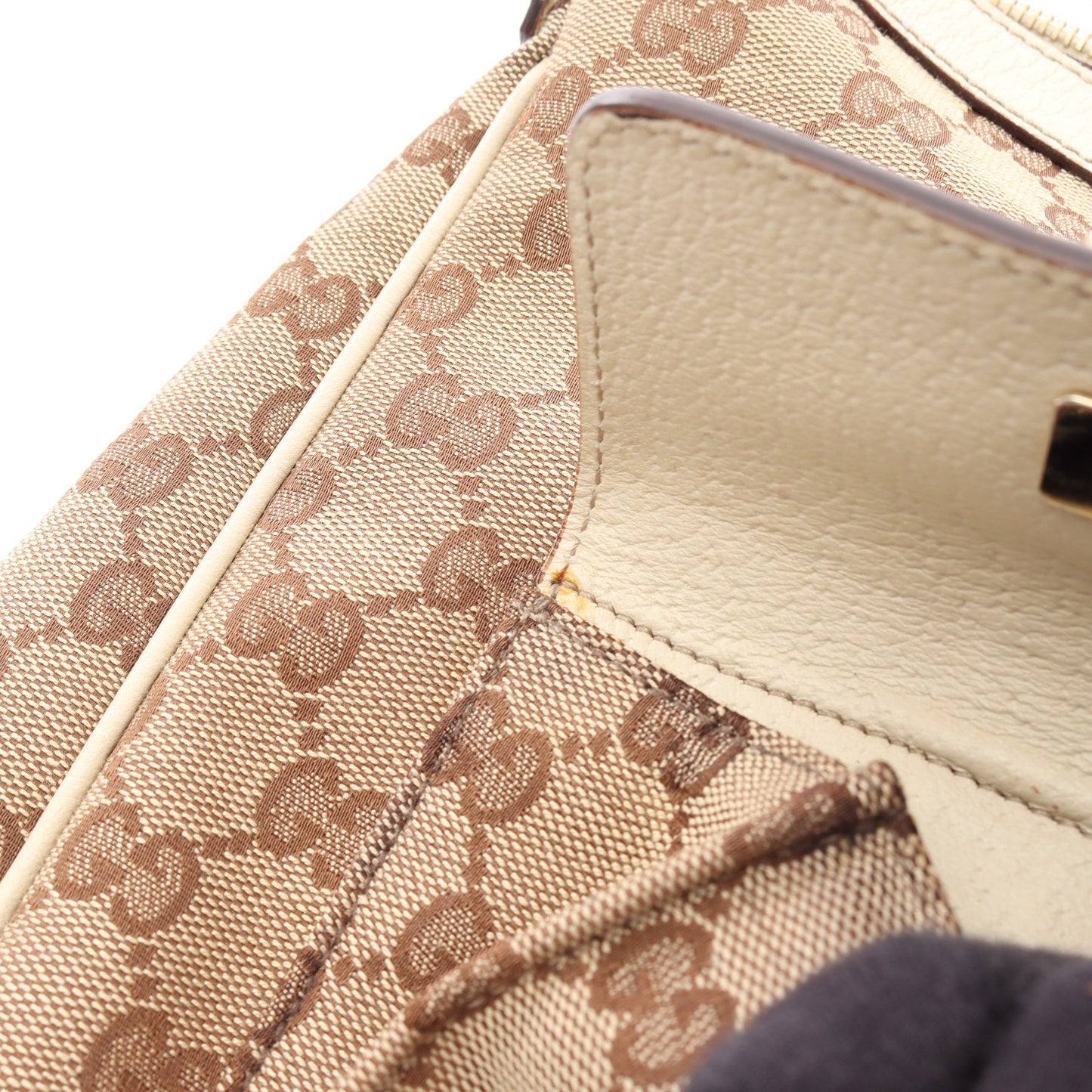 アビー GGキャンバス ワンショルダーバッグ キャンバス レザー ベージュ アイボリー グッチ バッグ GUCCI