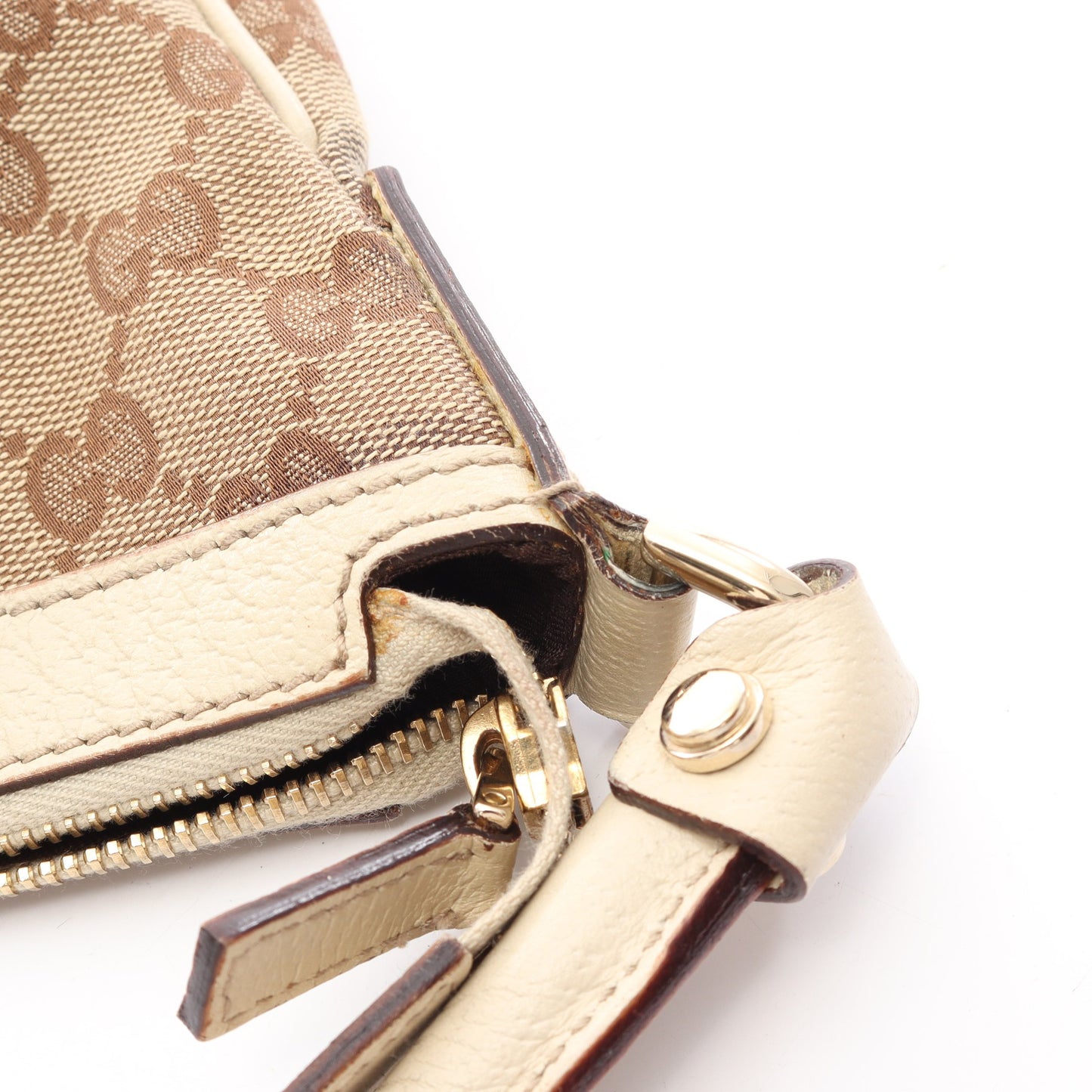 アビー GGキャンバス ワンショルダーバッグ キャンバス レザー ベージュ アイボリー グッチ バッグ GUCCI