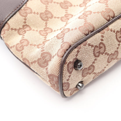 GGキャンバス ハンドバッグ トートバッグ キャンバス レザー ベージュ ダークブラウン グッチ バッグ GUCCI