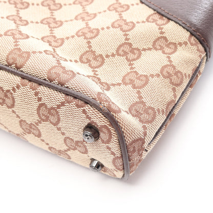 GGキャンバス ハンドバッグ トートバッグ キャンバス レザー ベージュ ダークブラウン グッチ バッグ GUCCI