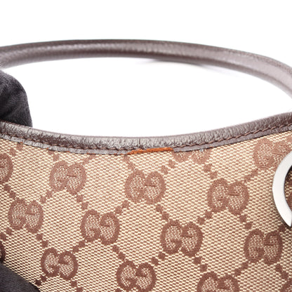 GGキャンバス ハンドバッグ トートバッグ キャンバス レザー ベージュ ダークブラウン グッチ バッグ GUCCI