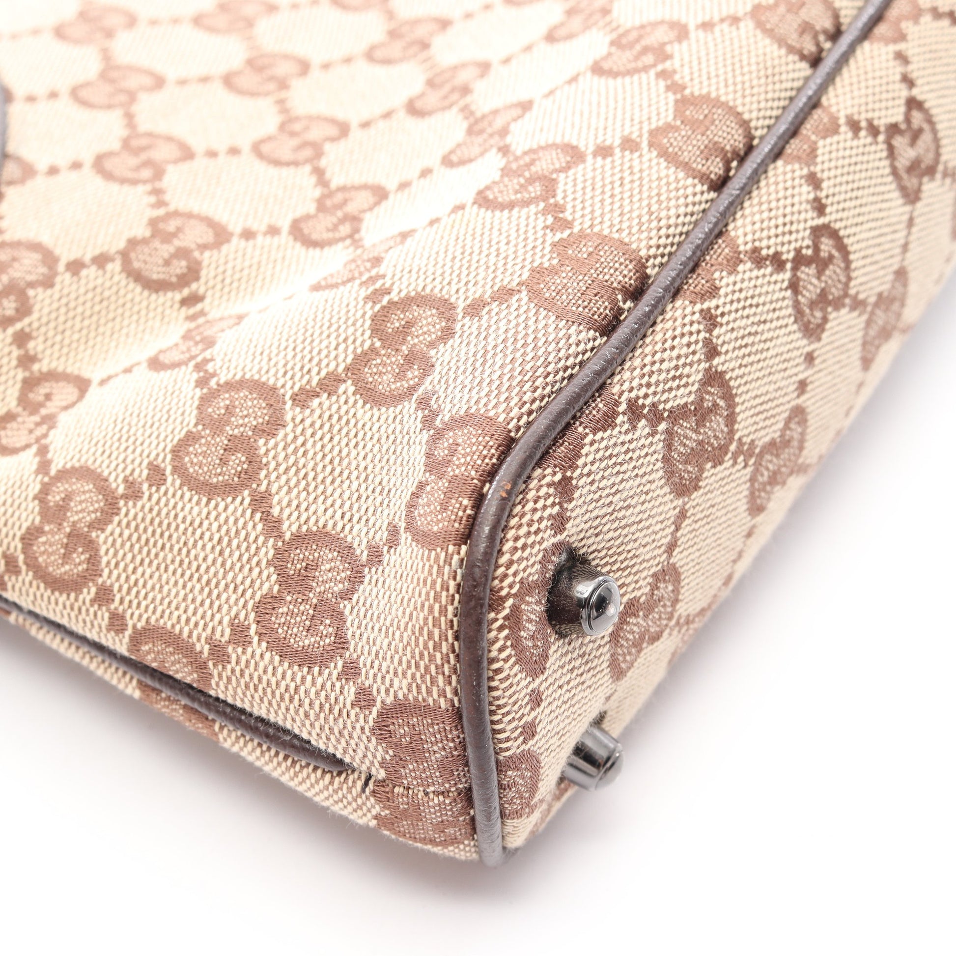 GGキャンバス ハンドバッグ トートバッグ キャンバス レザー ベージュ ダークブラウン グッチ バッグ GUCCI