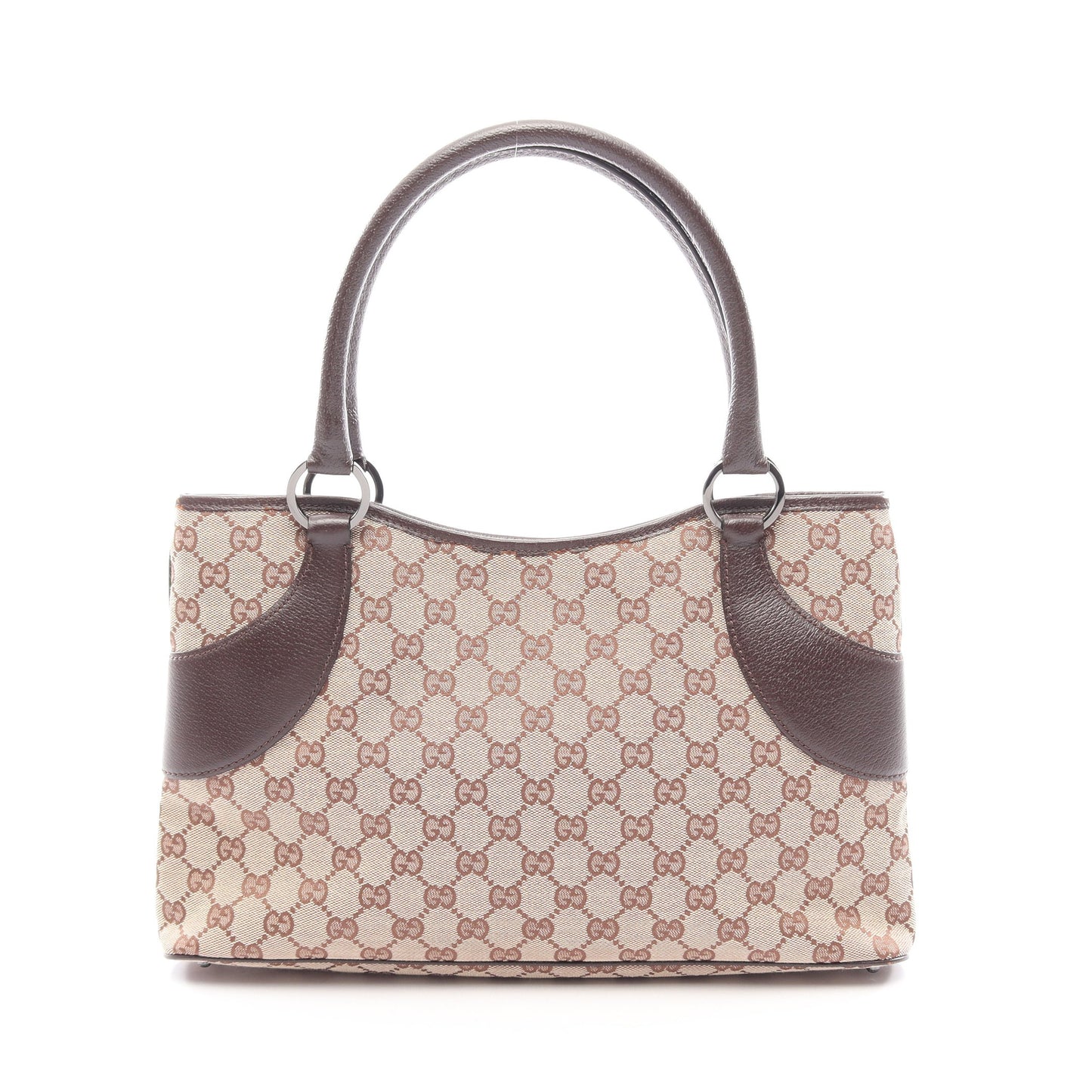 GGキャンバス ハンドバッグ トートバッグ キャンバス レザー ベージュ ダークブラウン グッチ バッグ GUCCI
