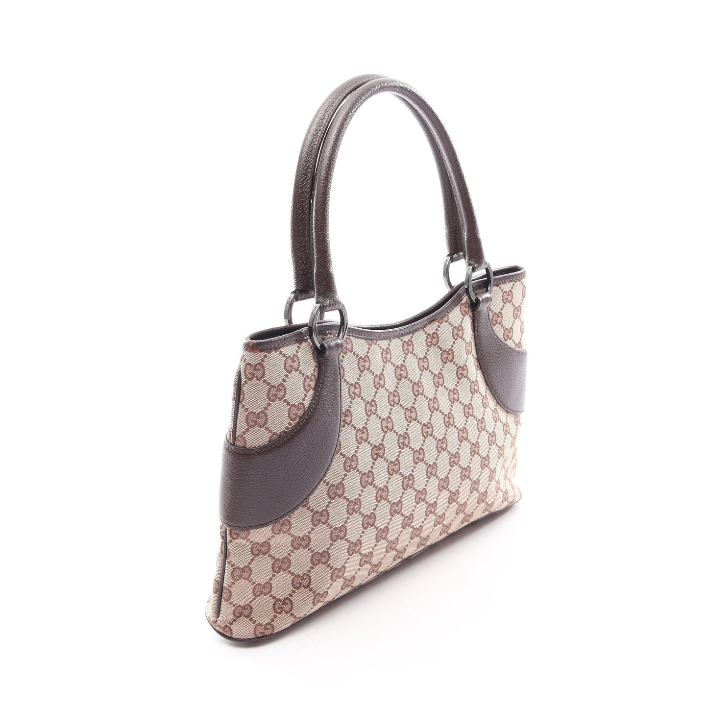 GGキャンバス ハンドバッグ トートバッグ キャンバス レザー ベージュ ダークブラウン グッチ バッグ GUCCI