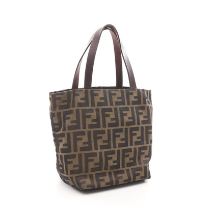ズッカ ミニトート ハンドバッグ キャンバス レザー ブラウン ダークブラウン フェンディ バッグ FENDI