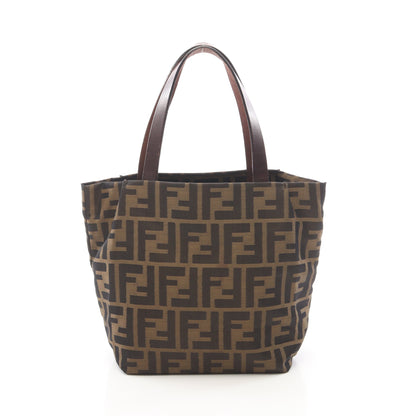ズッカ ミニトート ハンドバッグ キャンバス レザー ブラウン ダークブラウン フェンディ バッグ FENDI
