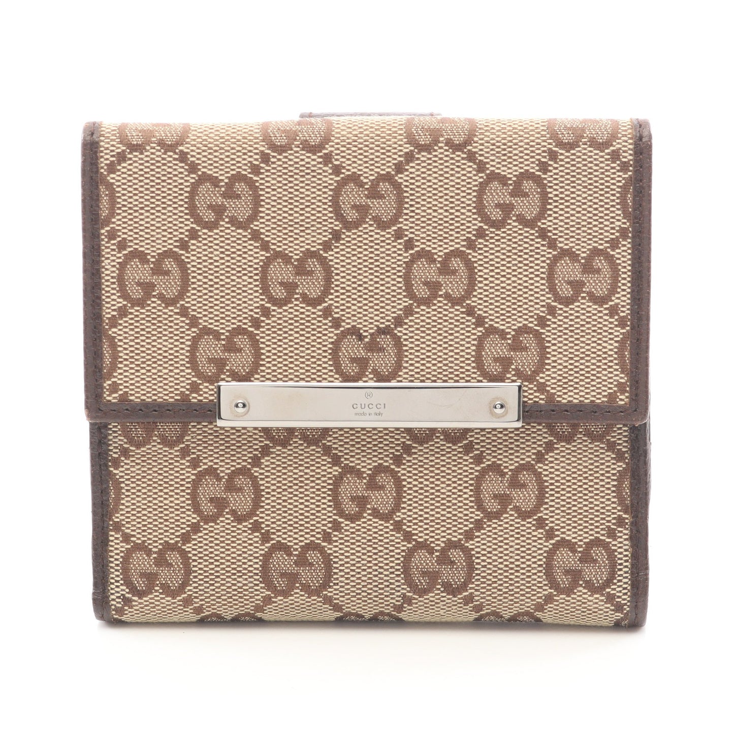 GGキャンバス Wホック財布 二つ折り財布 キャンバス レザー ベージュ ブラウン グッチ 財布・小物 GUCCI
