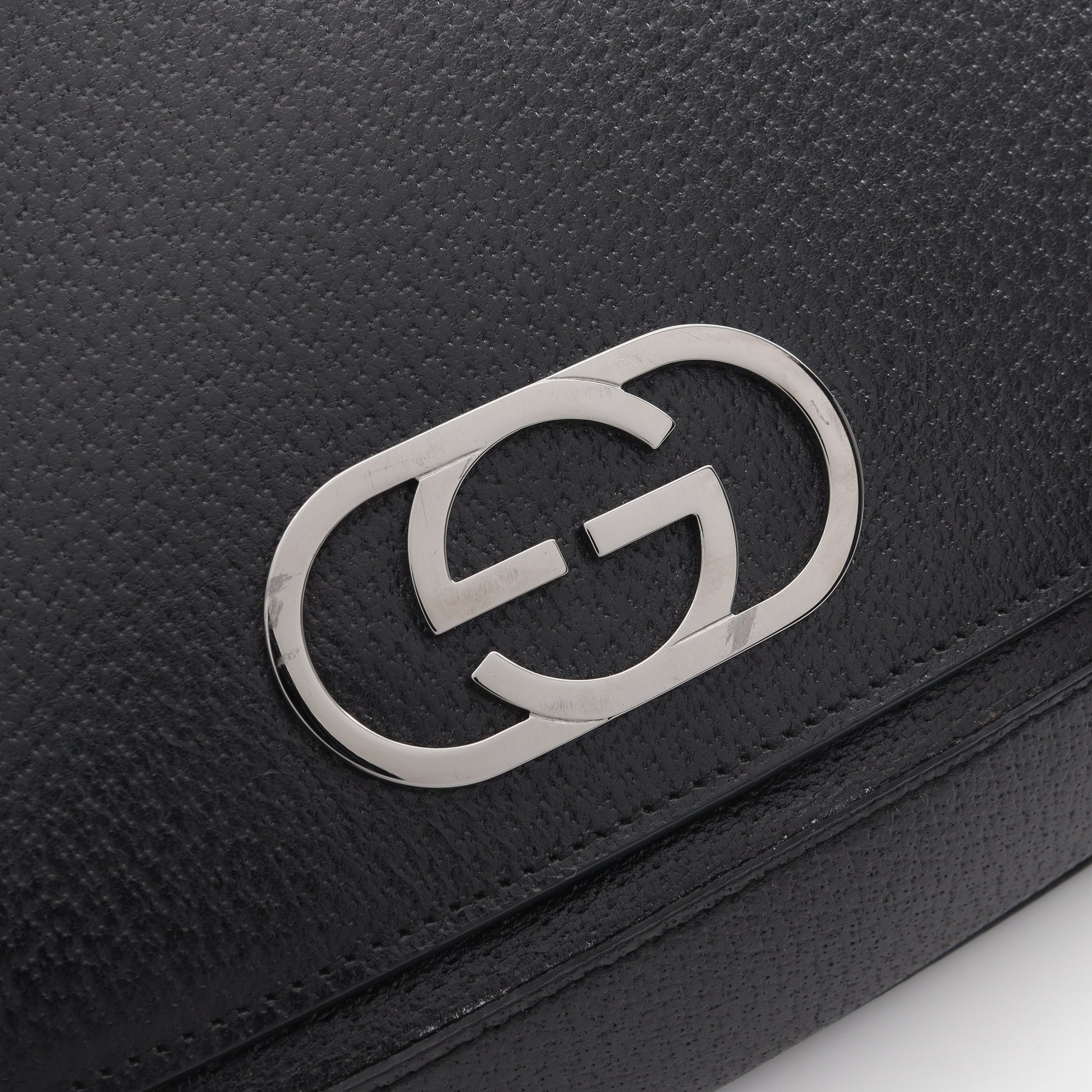 インターロッキングG ワンショルダーバッグ レザー ブラック グッチ バッグ GUCCI
