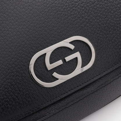 インターロッキングG ワンショルダーバッグ レザー ブラック グッチ バッグ GUCCI