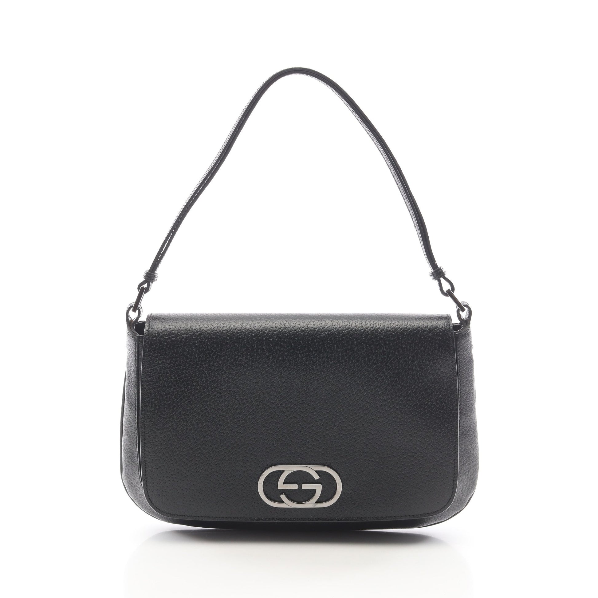 インターロッキングG ワンショルダーバッグ レザー ブラック グッチ バッグ GUCCI