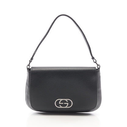 インターロッキングG ワンショルダーバッグ レザー ブラック グッチ バッグ GUCCI