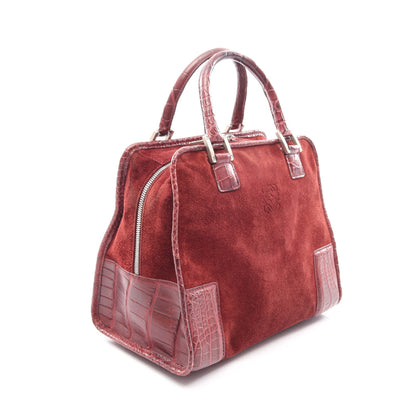 アマソナ ハンドバッグ スエード レザー ボルドー ロエベ バッグ LOEWE