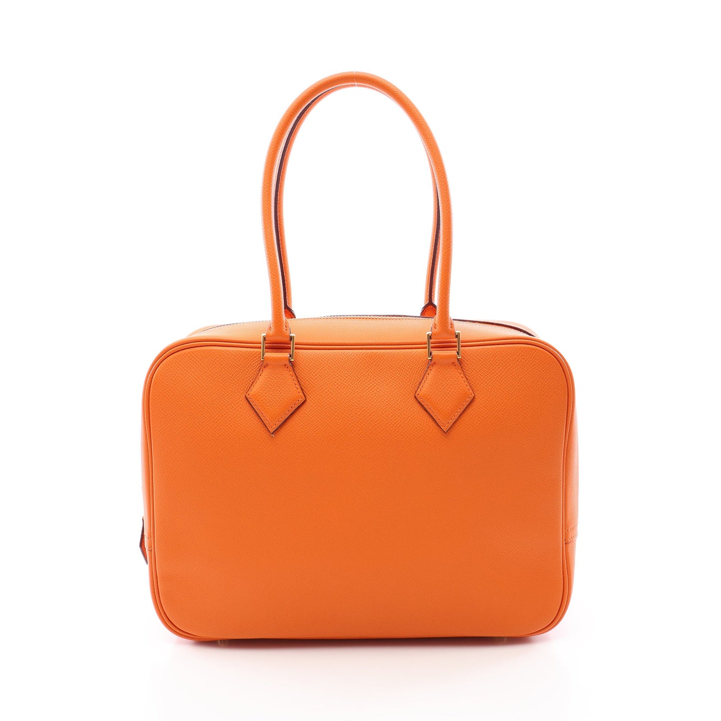 プリュム28 ハンドバッグ ヴォーエプソン オレンジ ゴールド金具 □J刻印 エルメス バッグ HERMES