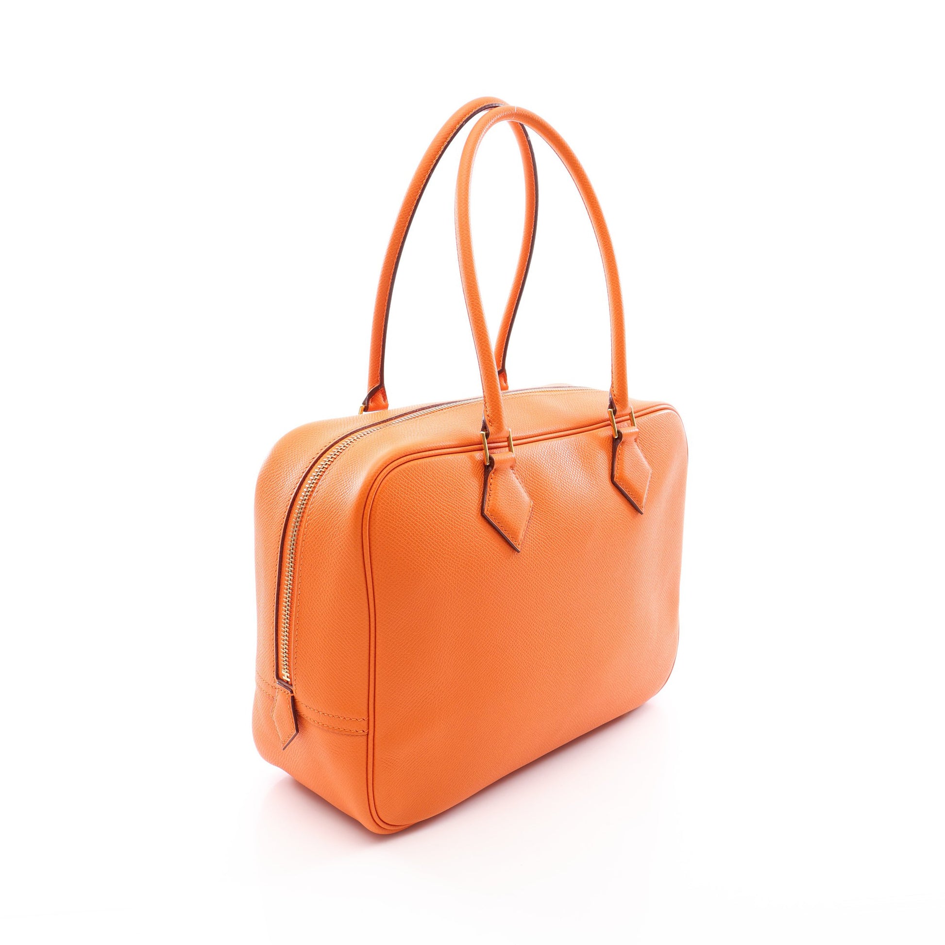 プリュム28 ハンドバッグ ヴォーエプソン オレンジ ゴールド金具 □J刻印 エルメス バッグ HERMES