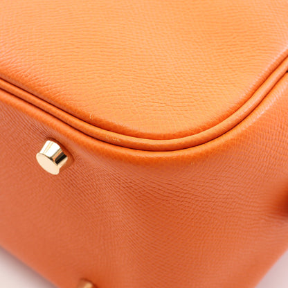 プリュム28 ハンドバッグ ヴォーエプソン オレンジ ゴールド金具 □J刻印 エルメス バッグ HERMES