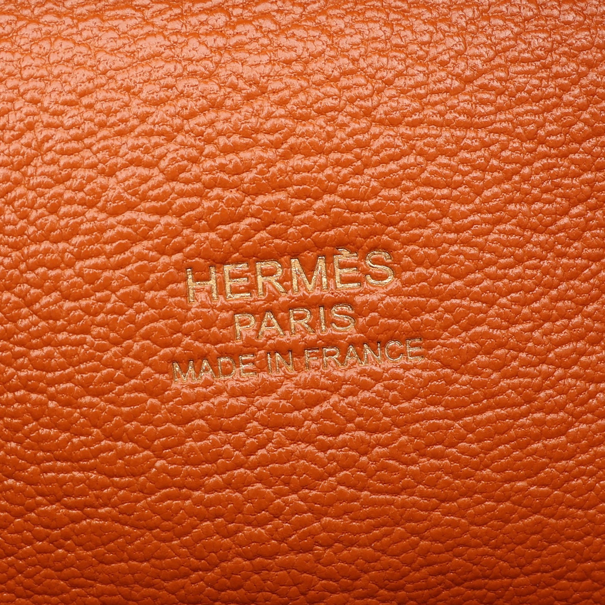 プリュム28 ハンドバッグ ヴォーエプソン オレンジ ゴールド金具 □J刻印 エルメス バッグ HERMES