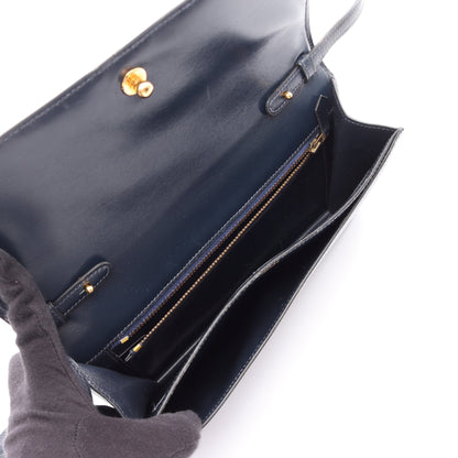 ヴィンテージ タッセル ブルーインディゴ ショルダーバッグ ボックスカーフ ネイビー ゴールド金具 ○L刻印 エルメス バッグ HERMES