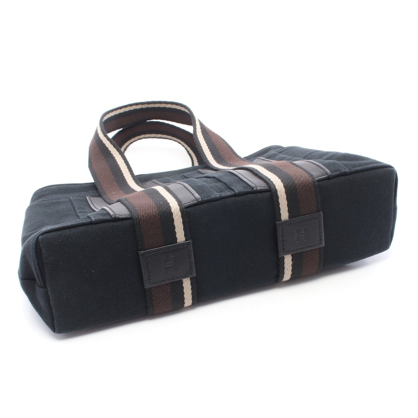 トロカホリゾンタルPM ハンドバッグ トートバッグ キャンバス レザー ブラック シルバー金具 エルメス バッグ HERMES