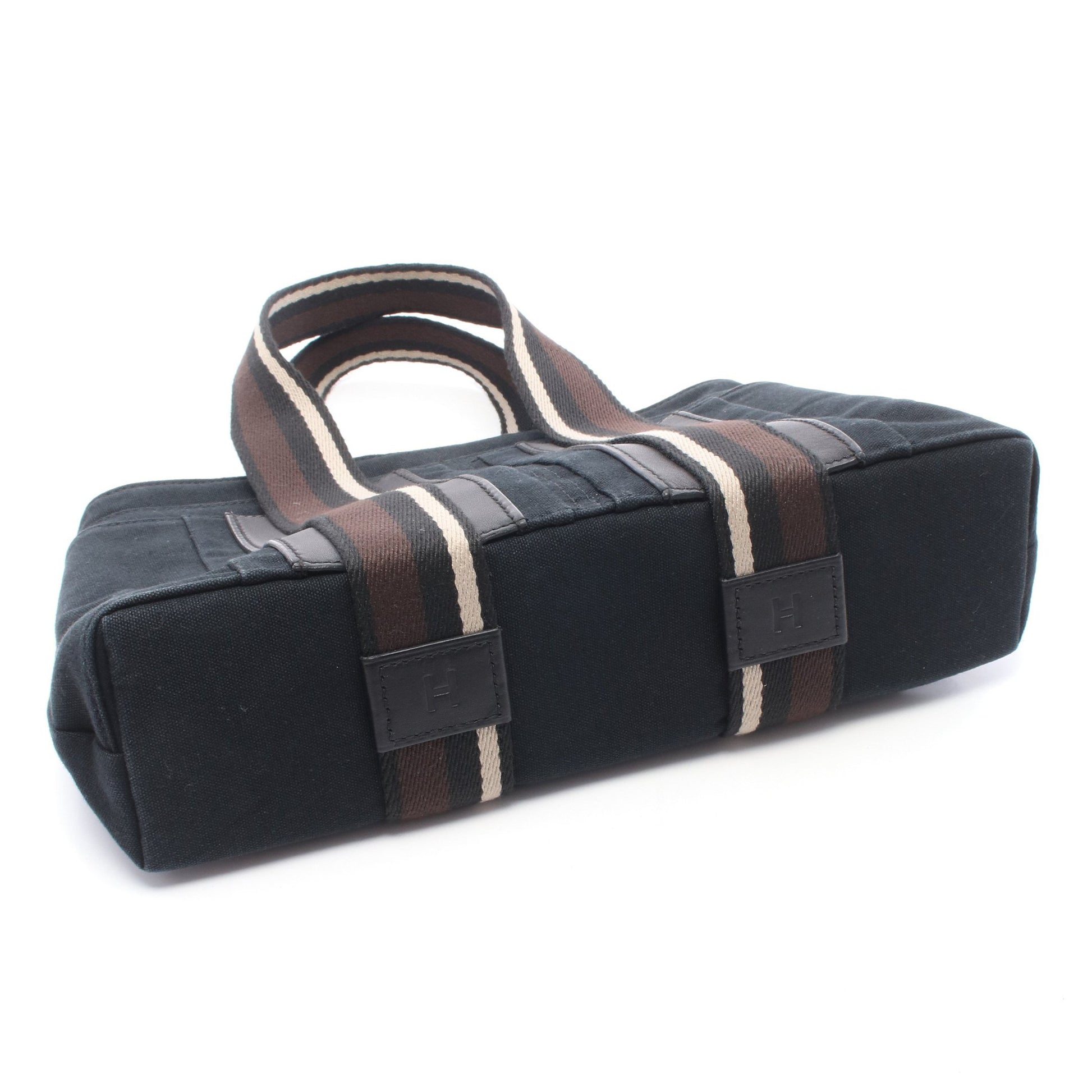 トロカホリゾンタルPM ハンドバッグ トートバッグ キャンバス レザー ブラック シルバー金具 エルメス バッグ HERMES