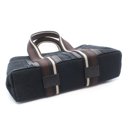 トロカホリゾンタルPM ハンドバッグ トートバッグ キャンバス レザー ブラック シルバー金具 エルメス バッグ HERMES
