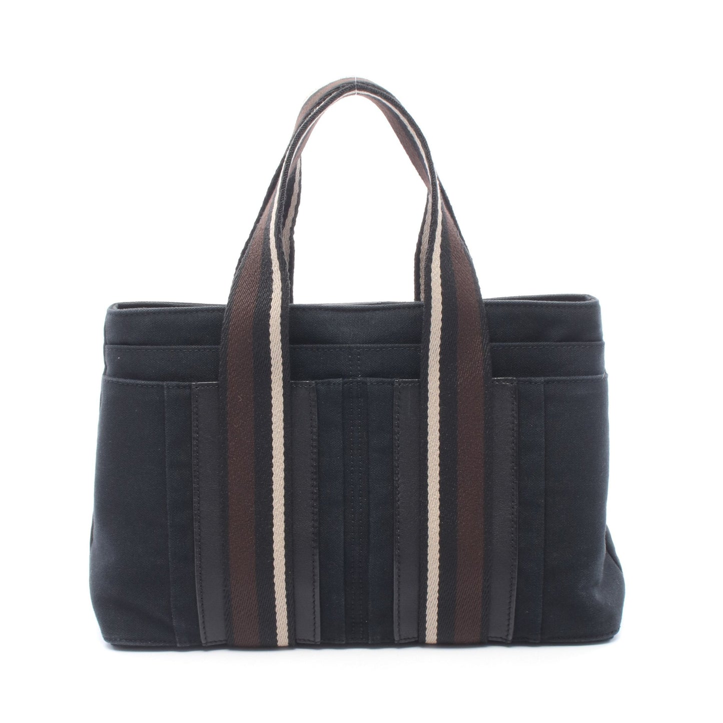 トロカホリゾンタルPM ハンドバッグ トートバッグ キャンバス レザー ブラック シルバー金具 エルメス バッグ HERMES