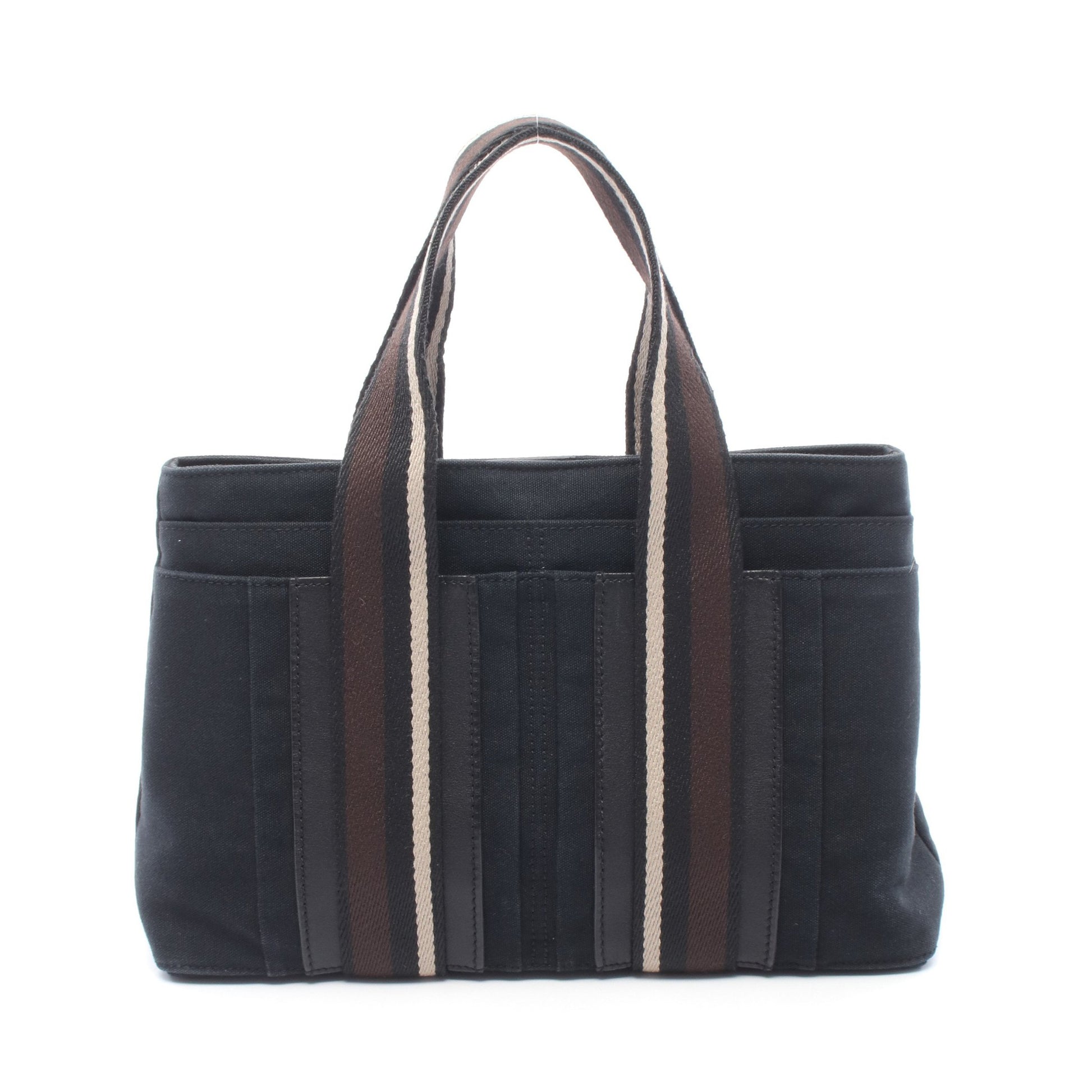 トロカホリゾンタルPM ハンドバッグ トートバッグ キャンバス レザー ブラック シルバー金具 エルメス バッグ HERMES