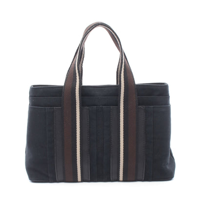 トロカホリゾンタルPM ハンドバッグ トートバッグ キャンバス レザー ブラック シルバー金具 エルメス バッグ HERMES