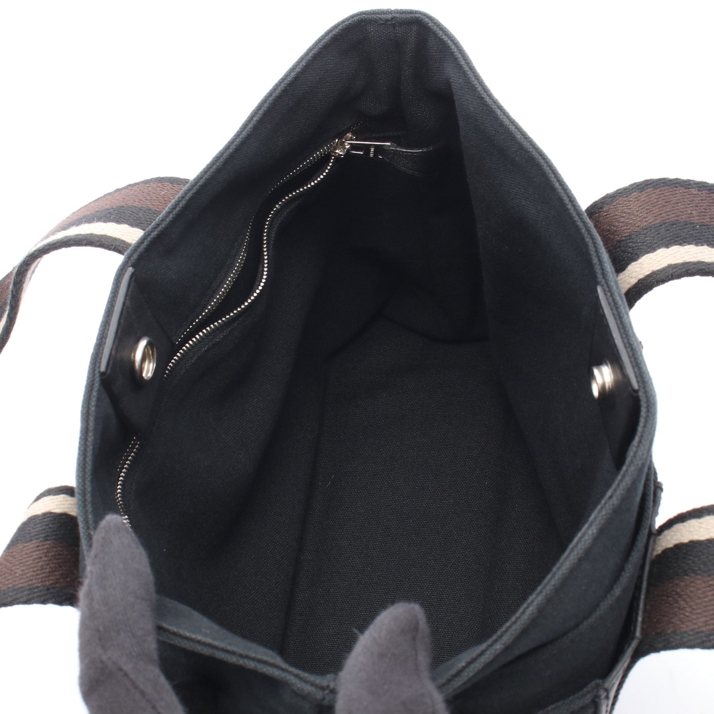 トロカホリゾンタルPM ハンドバッグ トートバッグ キャンバス レザー ブラック シルバー金具 エルメス バッグ HERMES