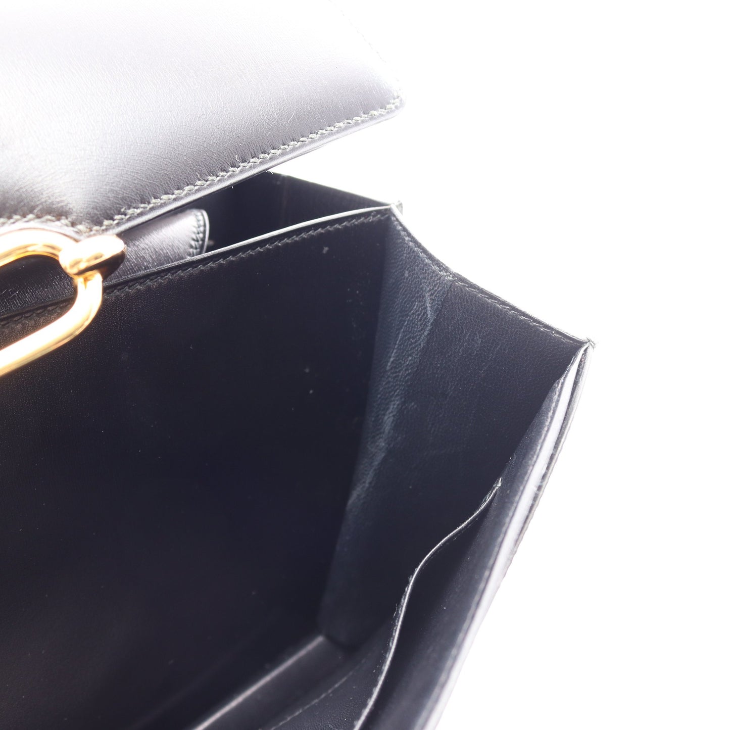 フォンスベル ショルダーバッグ ボックスカーフ ブラック ゴールド金具 ○T刻印 エルメス バッグ HERMES