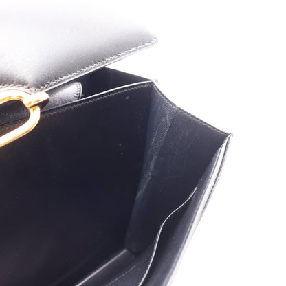 フォンスベル ショルダーバッグ ボックスカーフ ブラック ゴールド金具 ○T刻印 エルメス バッグ HERMES