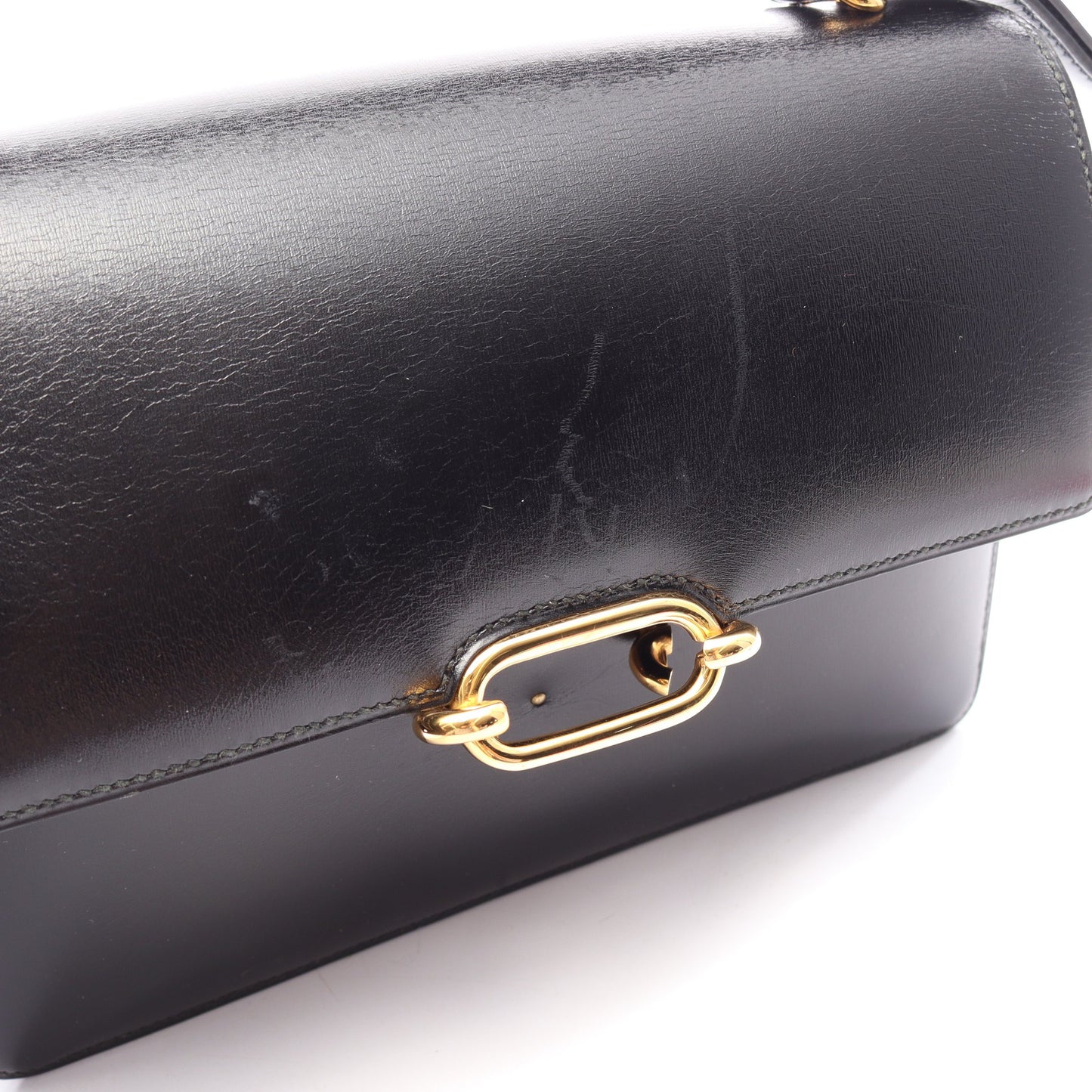 フォンスベル ショルダーバッグ ボックスカーフ ブラック ゴールド金具 ○T刻印 エルメス バッグ HERMES