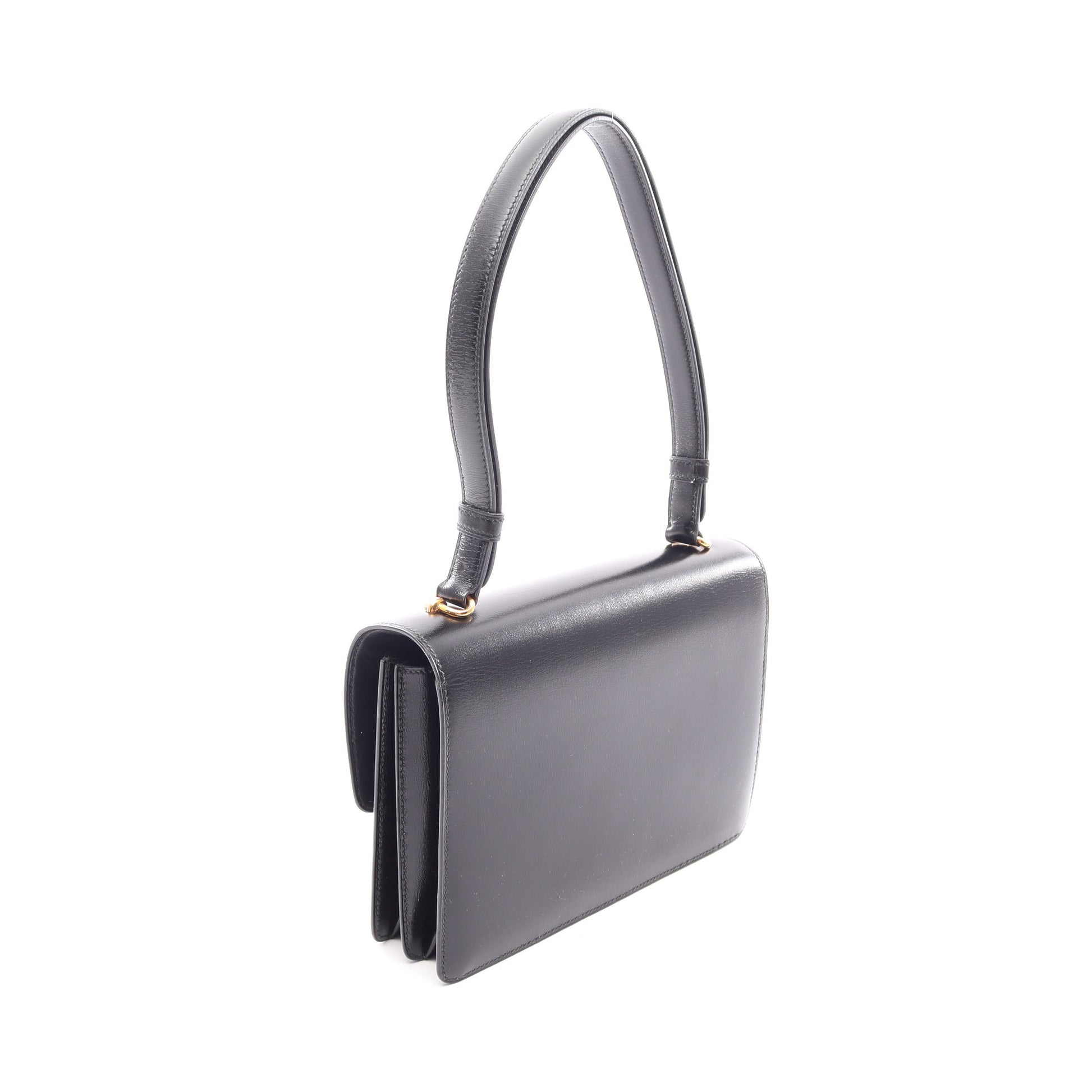 フォンスベル ショルダーバッグ ボックスカーフ ブラック ゴールド金具 ○T刻印 エルメス バッグ HERMES